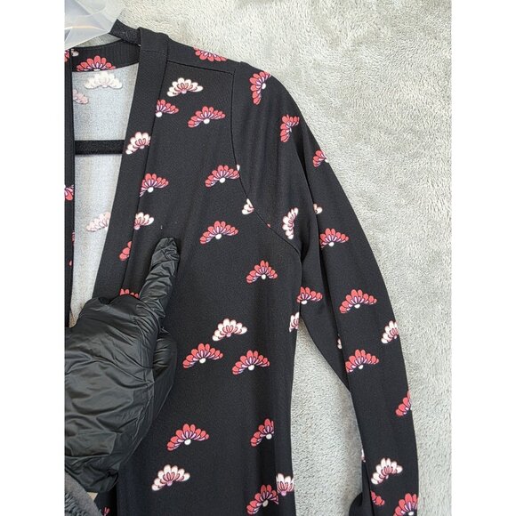 Ann Taylor Dress Womens 2 Black Floral Wrap V Neck Tie Waist Long Sleeve Jersey - Picture 4 of 12
